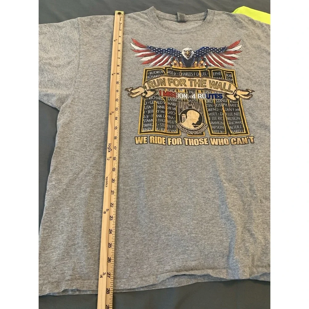 LOT‎ OF 2 Run for the Wall POW MIA 2XL T-Shirts Biker Military Veterans Hi-Vis